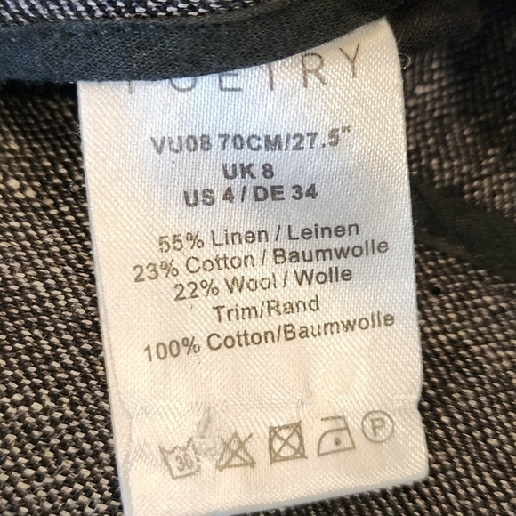 Poetry Textured Tailored Trouser ankle crop  Pants linen wool blend size 4 - Picture 6 of 13